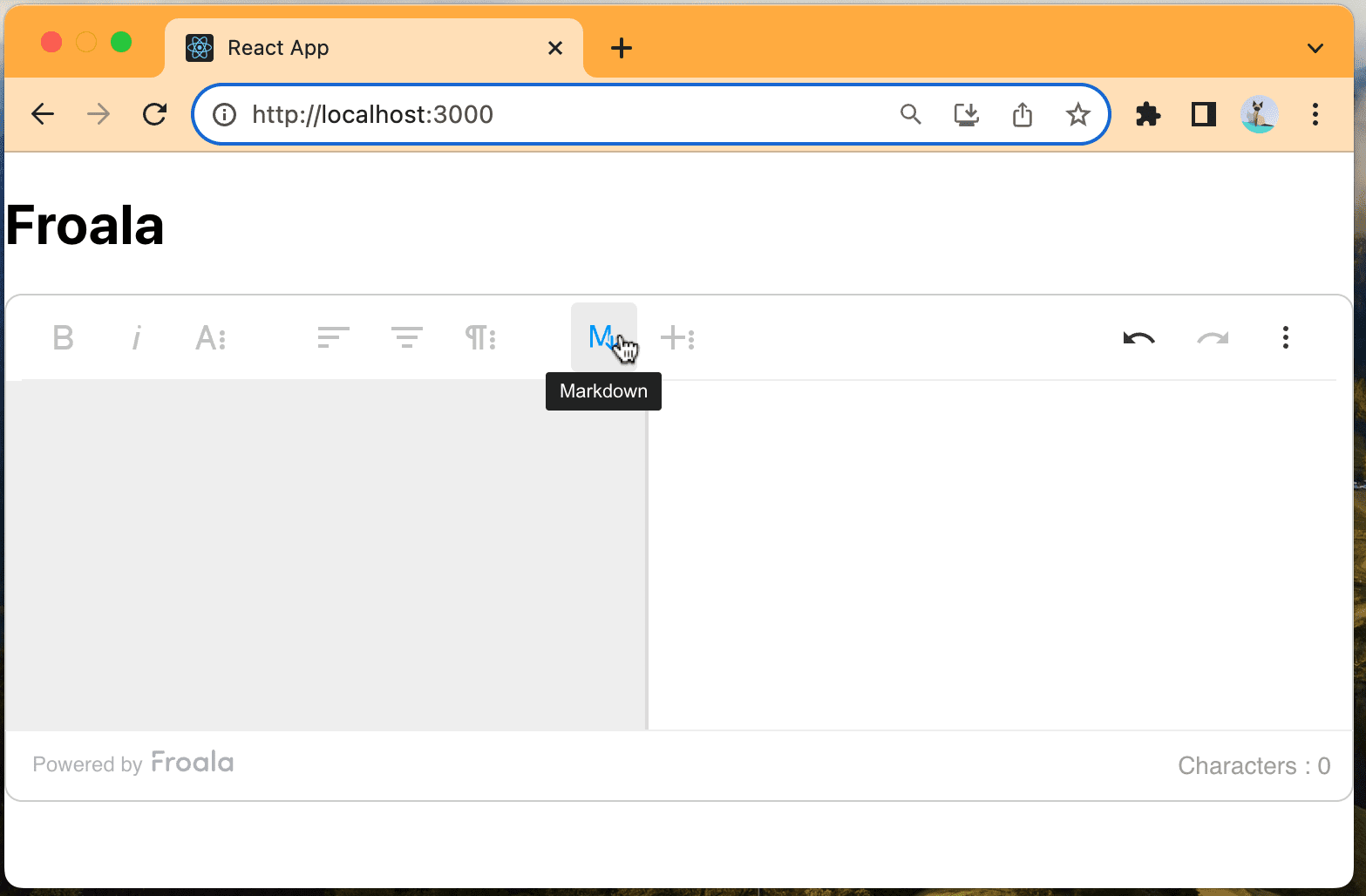 Markdown button