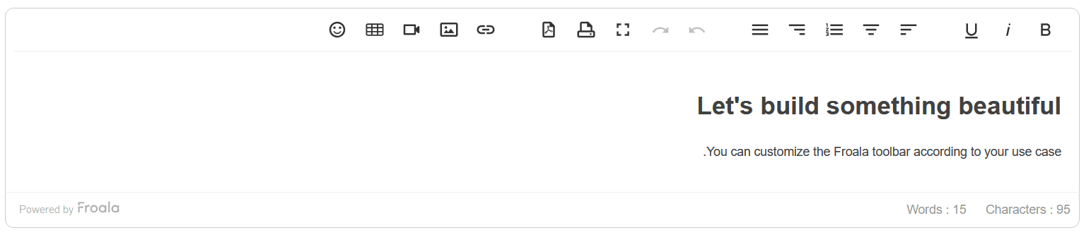 Froala RTL toolbar